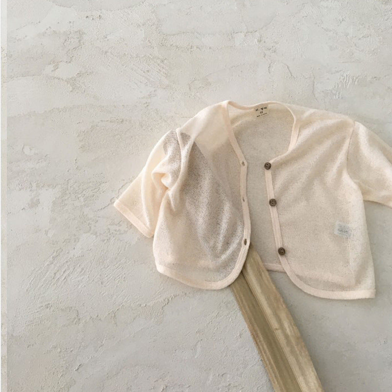 GB23080313 韓版ins嬰幼童寶寶兒童夏季空調防蚊開衫簡約洋氣薄款外套