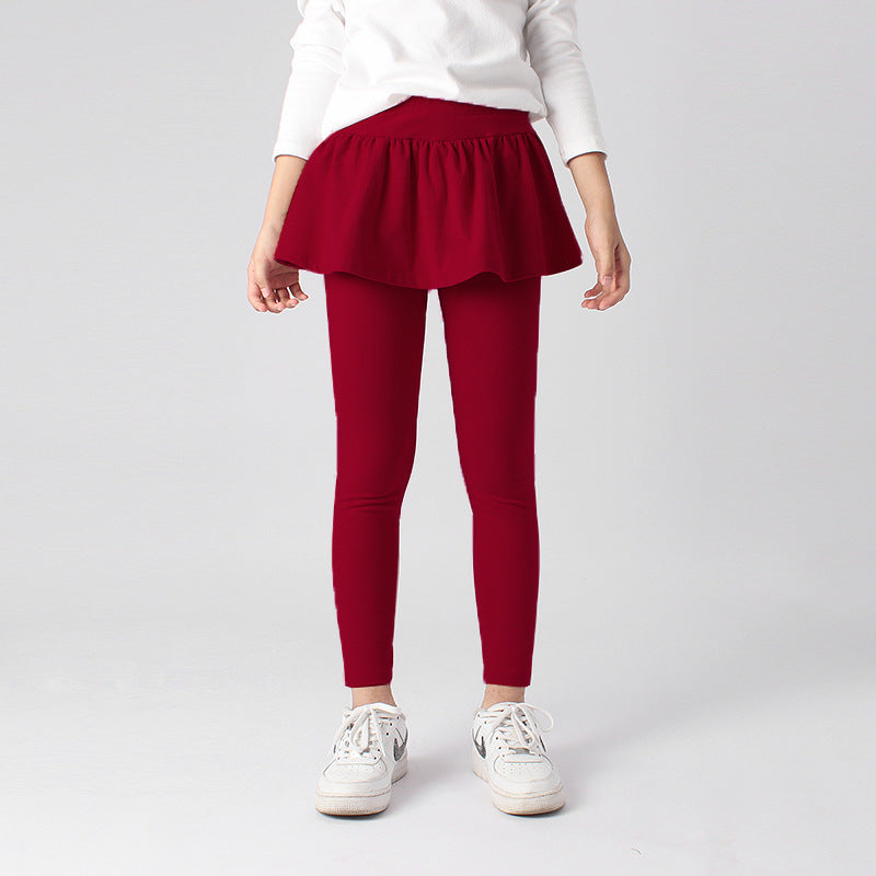 FI25101413童褲秋季韓版新款兒童緊身褲中大童純色緊身褲裙子褲女童褲子批發