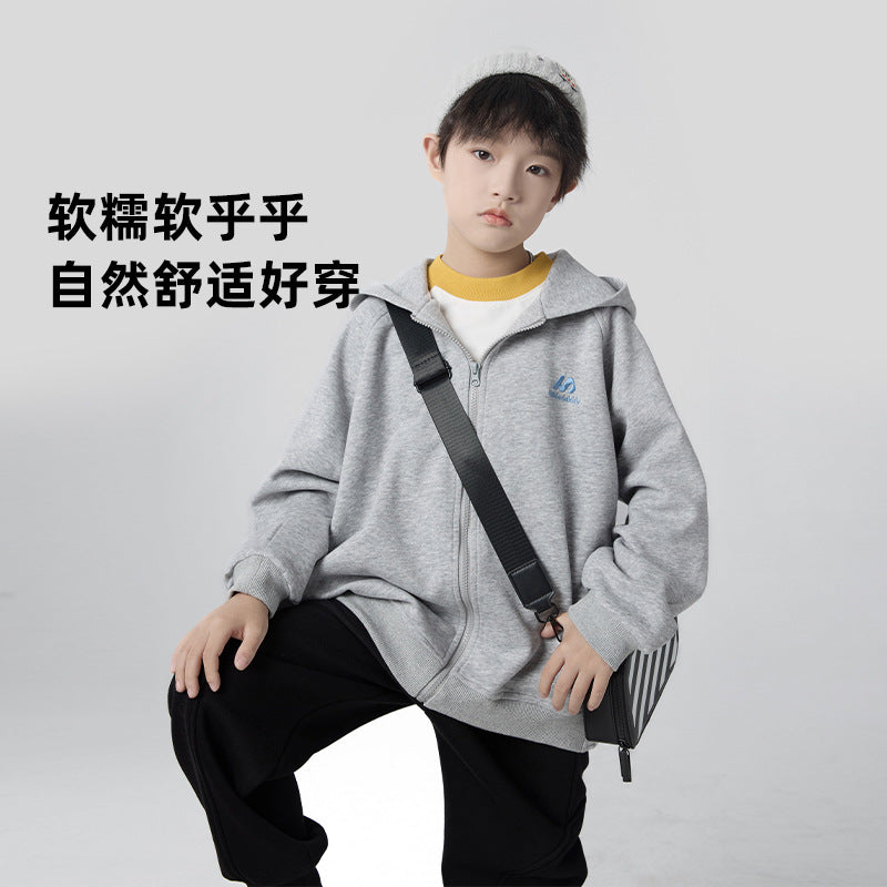FF24102514中大童突變色連帽開襟衫兒童衛衣2024新款秋裝針織男童裙子(9-12天到貨)