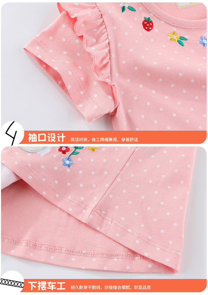 E26040804歐美夏季女童女童男童歐美風中小童裙兒童短袖連身裙