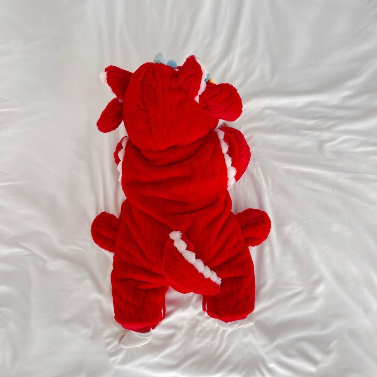 GM26010107寶寶連身衣服冬裝寶寶拜年服加絨加厚哈衣紅色喜慶超萌過年外出服