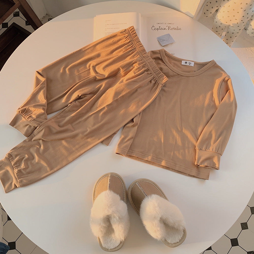 J23092101童裝木代爾護肚家居服2023秋季新款空調服兒童睡衣薄款秋衣秋褲套