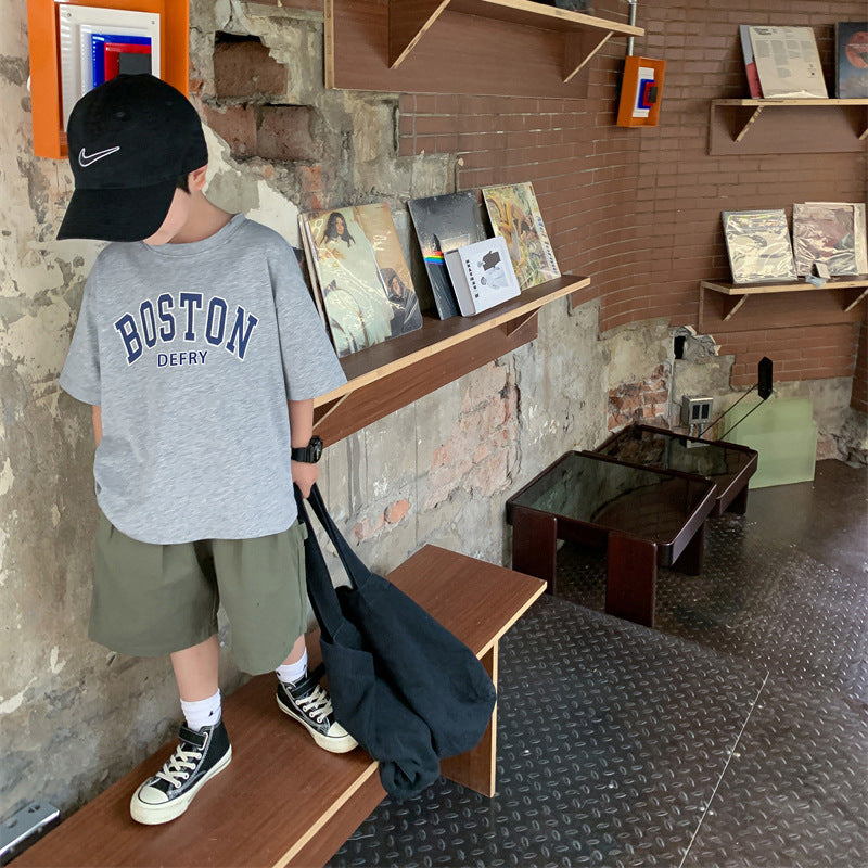 Z25030402童裝男童夏裝短袖T恤夏天棉質兒童男孩夏季潮服大童帥氣酷帥時髦