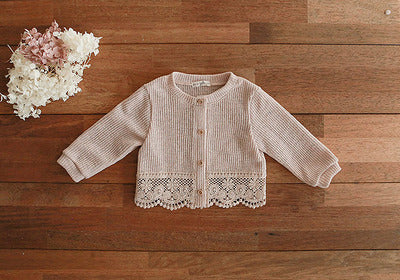 GF25061713韓版女孩寶寶嬰幼兒花邊冷氣衫ins休閒防曬衣開襟外套百搭開襟衫