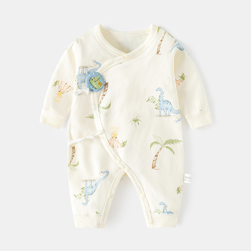 GJ25102109新生新生兒蝴蝶衣無骨哈衣秋季純棉初生及尚服爬衣0-6月寶寶連身衣