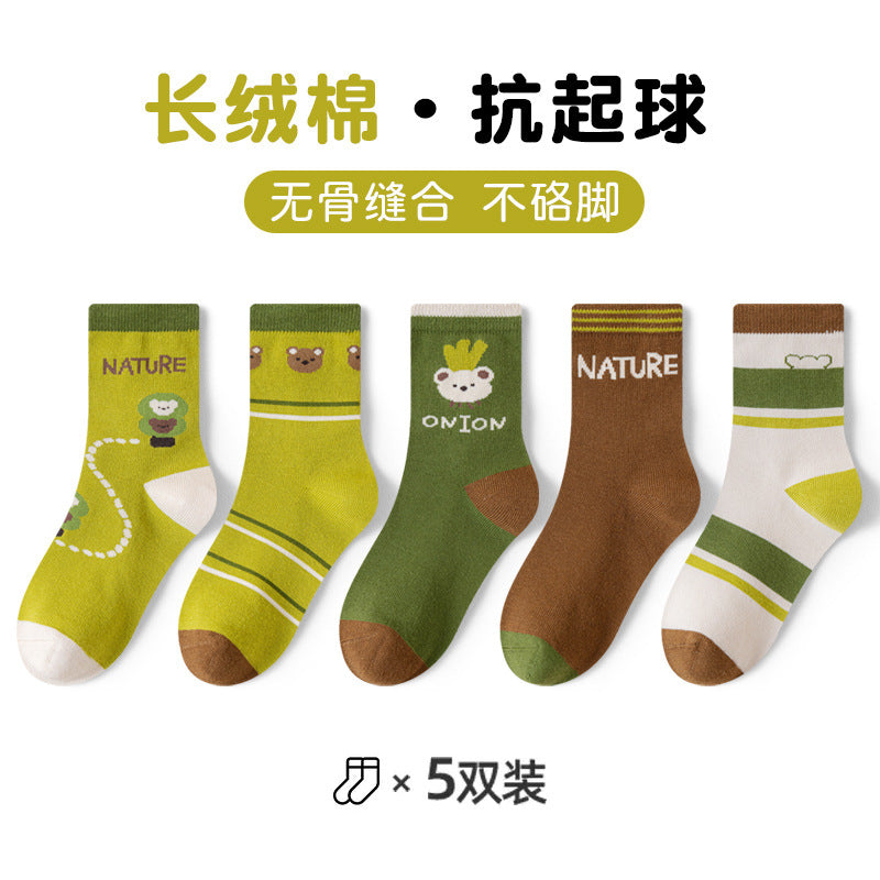 GI25073102純色女童襪子 秋冬新中筒襪 女童青少年學生棉襪 防臭針織衫 中大童襪