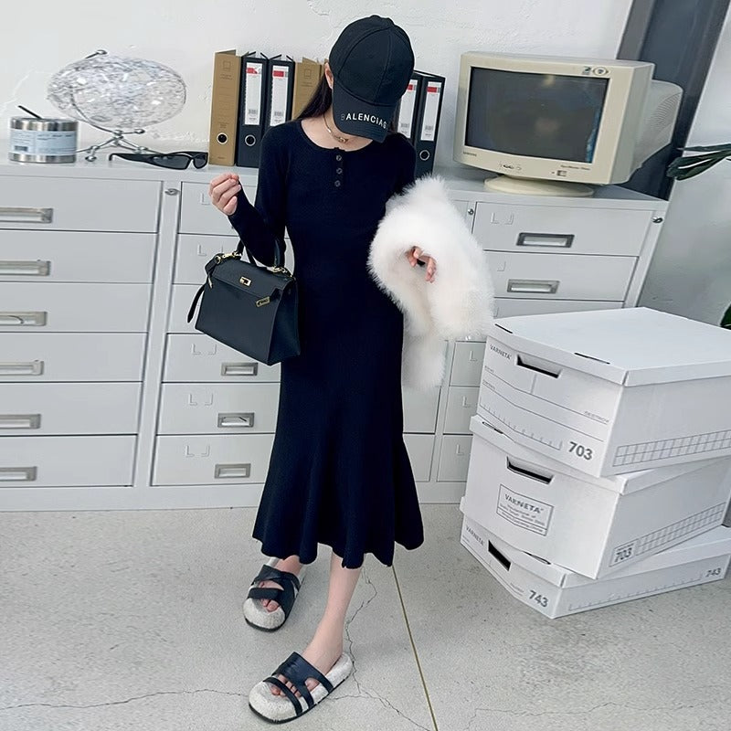 Z25033112女童裙春秋女大童秋裝時尚魚尾裙兒童裝潢身打底連身裙