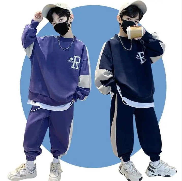 FB23081720男童春裝運動套裝2023新款兒童裝春秋款中大童