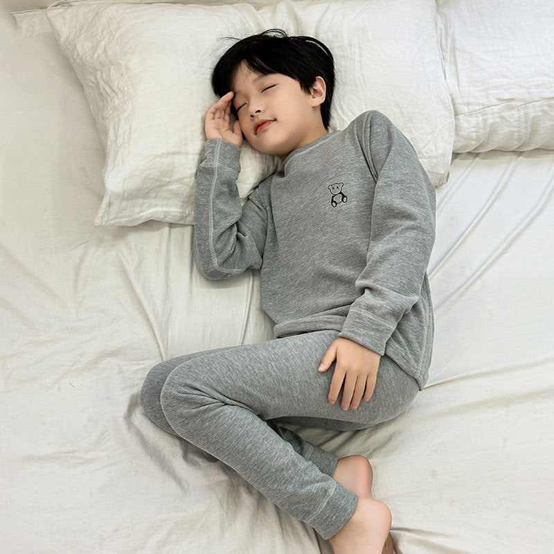 FF24102515色拼毛德絨兒童秋衣秋褲保暖內衣套裝秋冬家居服男童睡衣(9-12天到貨)