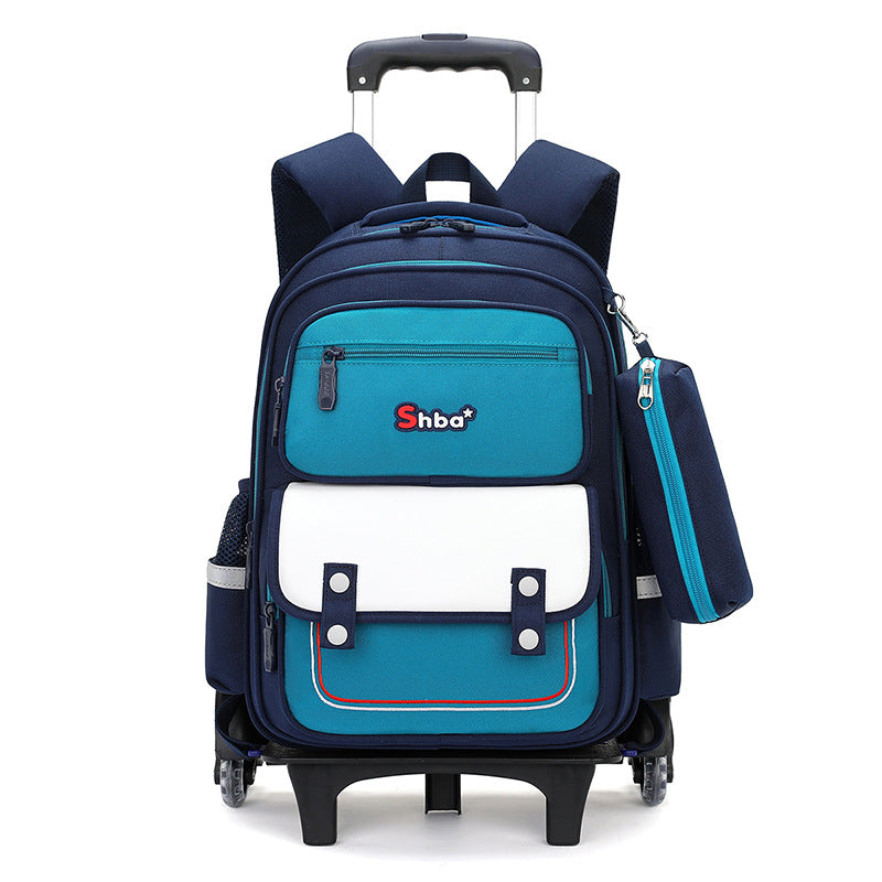 Z25022310亞馬遜跨境新品兒童拉桿書包小學生男女生爬樓梯六輪防水護脊減負