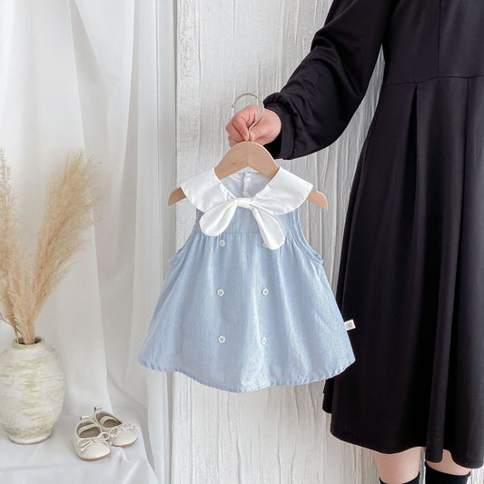 Z25022320嬰兒衣夏裝連身衣無袖哈衣裙女寶寶夏季包屁衣蝴蝶結哈衣裙爬服