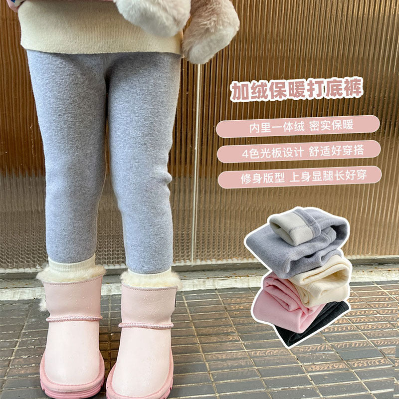 CA23101817女童加絨緊身褲冬款兒童時尚保暖長褲潮寶寶洋氣百搭褲子