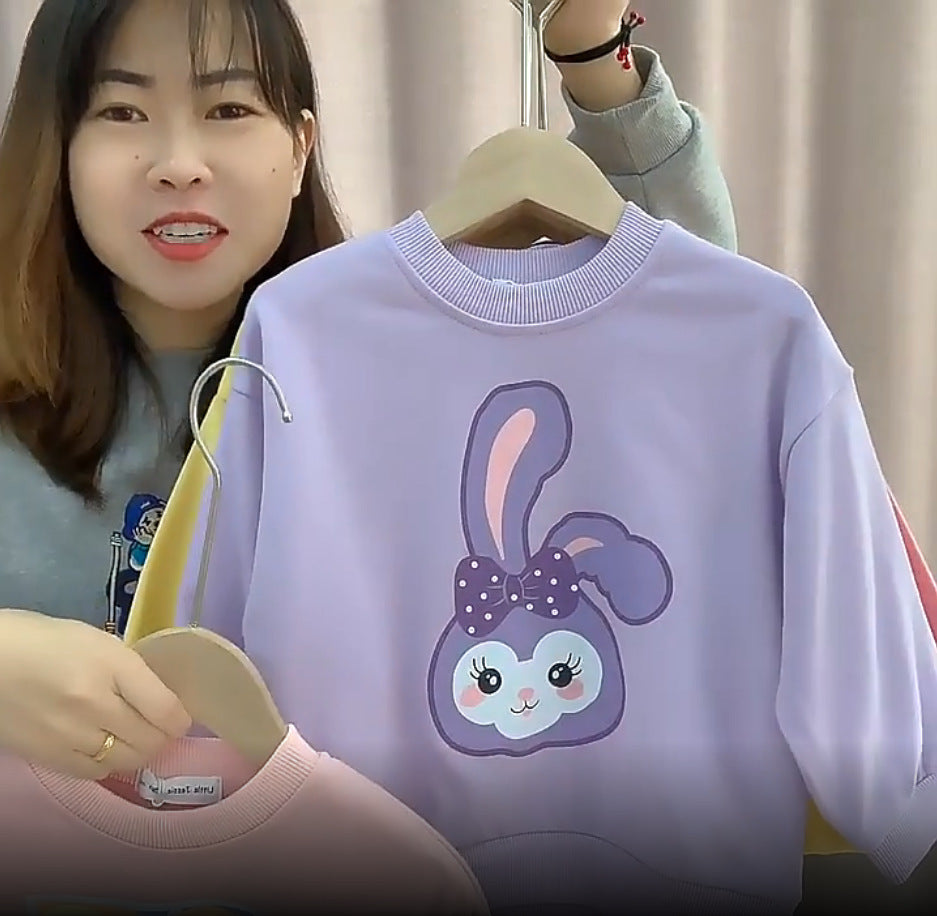 CA23101808百搭清新~女童卡通可愛休閒圓領衛衣兒童寶寶棉套頭上衣T恤春秋季