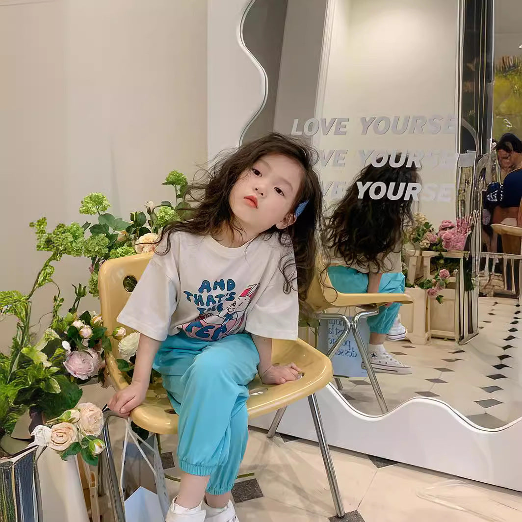 CA24042805新款兒童T恤男孩女孩卡通戶外短袖純棉夏季卡通印花寬鬆韓版