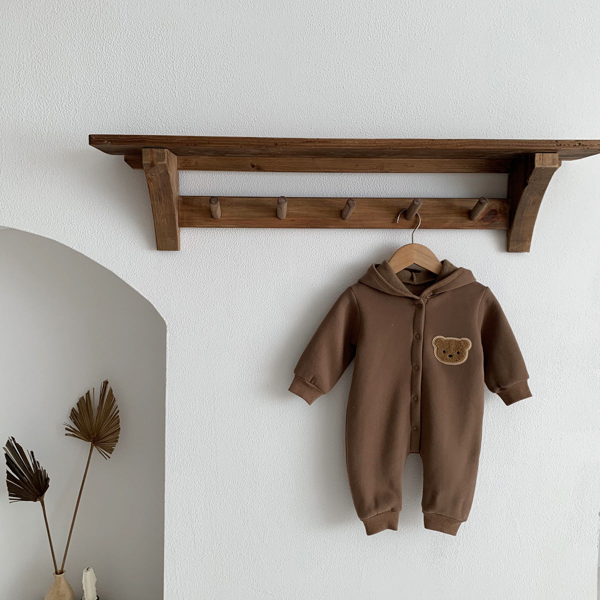 G231116016兒童連身衣加厚秋冬款裝抓絨小熊爬服新生兒加絨哈衣男女寶寶外穿