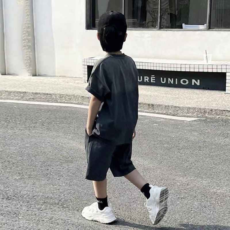 🎈精品童裝🎈FH25062713夏季套裝年新款男孩酷帥衣服中大童夏款潮牌兒童兩件套批發