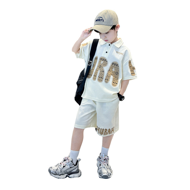 🎈精品童裝🎈FH25062708男童夏季潮牌POLO衫套裝2025新款中大兒童裝男孩洋氣時髦學生衣服
