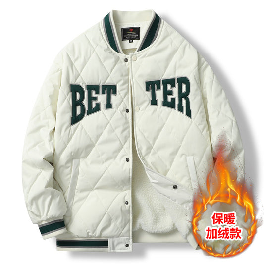 Z25010120冬季加絨外套男青少年加厚棉服潮流棉襖帥氣韓版學生服飾棉衣