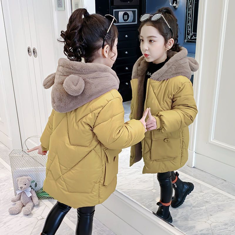 Z25010106女童棉衣冬裝新款加絨羽絨棉服中長加厚棉襖冬季兒童韓版裙子