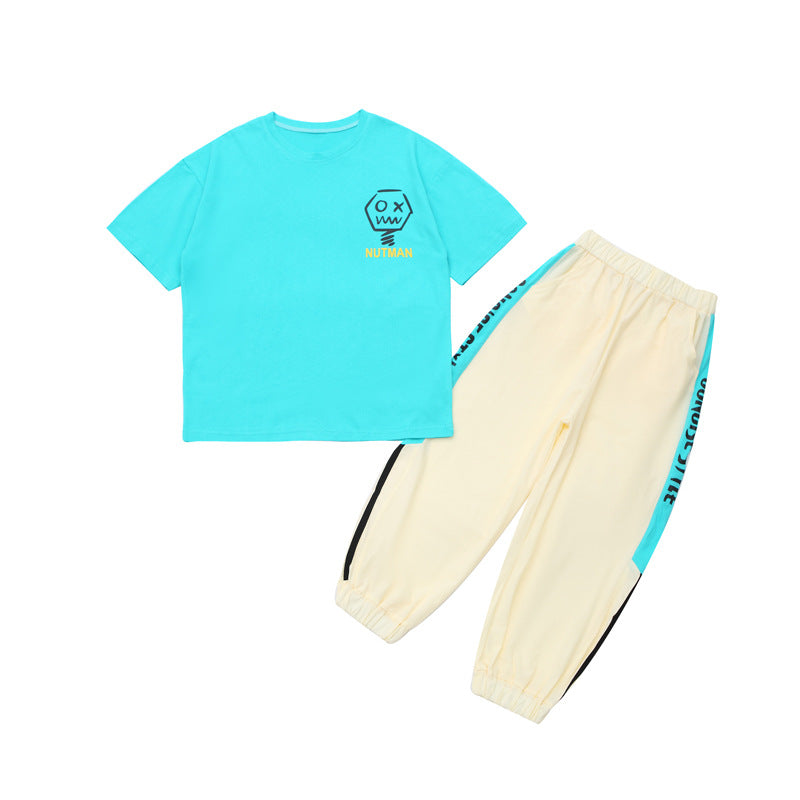 FC24040719男童夏裝套裝潮流2024時尚中大童帥氣男孩夏季短袖運動服炸街潮牌(9-12天到貨)