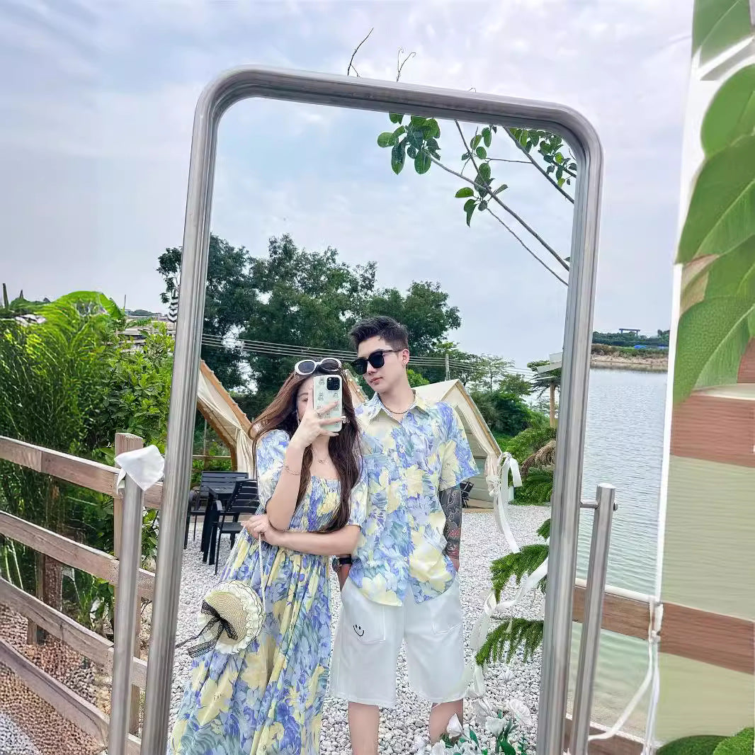 L25041704法式母女洋裝2025夏季新款一家三口親子裝度假風夏裝碎花裙
