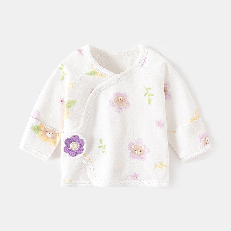 GJ25102124新生兒內褲無骨純棉春秋魔鬼氈半背睡衣滿月與尚服寶寶上衣