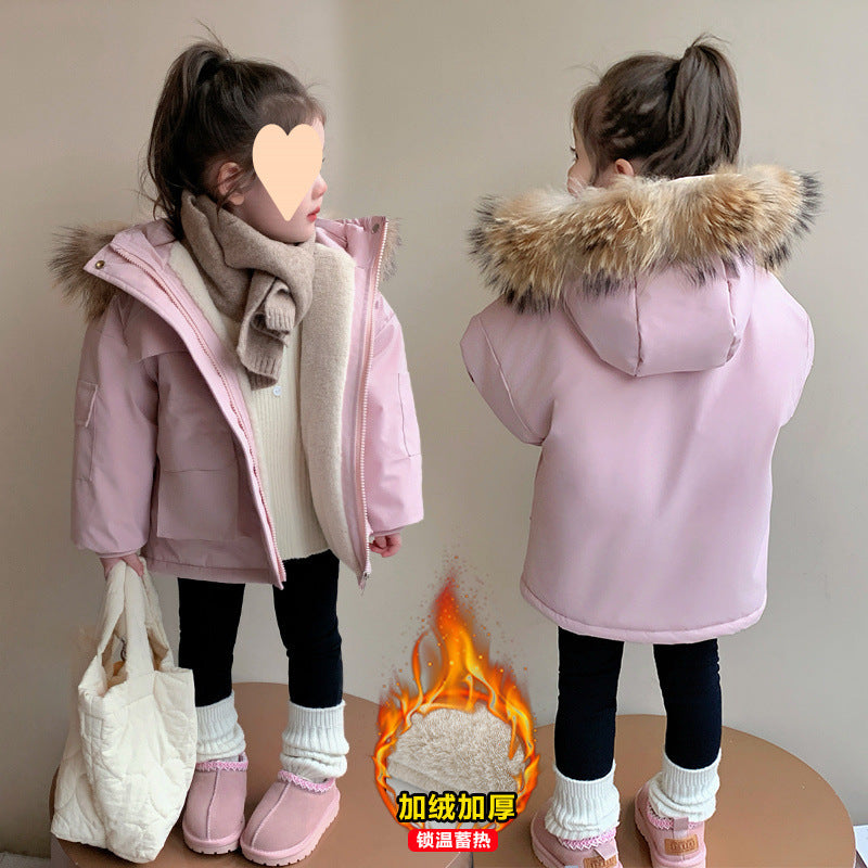 Z25010107兒童冬季棉服2024新款冬裝棉衣女童洋氣加厚加絨保暖派哥倫比亞潮