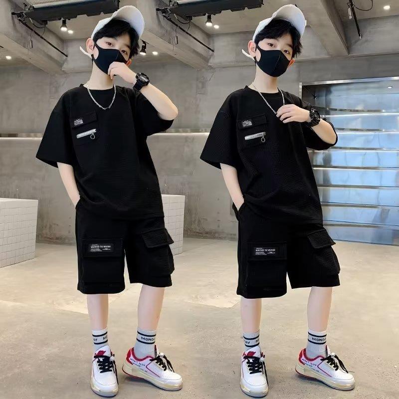 FD24081109兒童裝男童夏裝套裝2024新款夏季男孩運動中大童夏款薄款酷帥潮