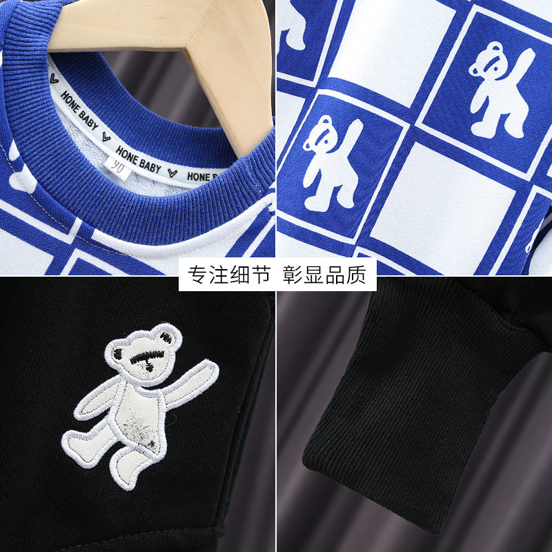 F23090704男童春裝套裝2023新款春秋季網紅衣服兒童帥氣時髦潮童裝