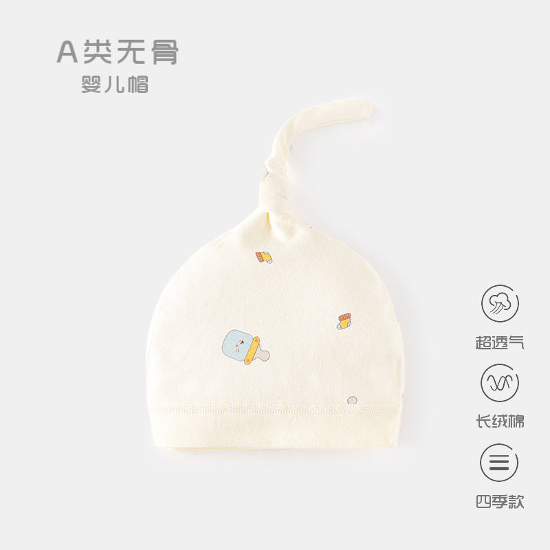 GJ25102113新生嬰兒帽子秋冬胎帽初生寶寶春秋護鹵門帽0-6個月波點純棉帽