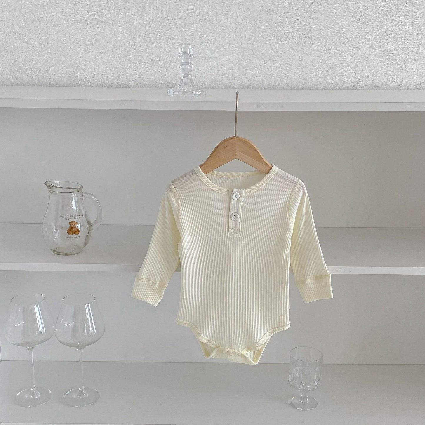 G25092509ins秋季嬰兒娃娃領翻領包屁衣哈衣男女童小清新女寶寶秋連體爬服