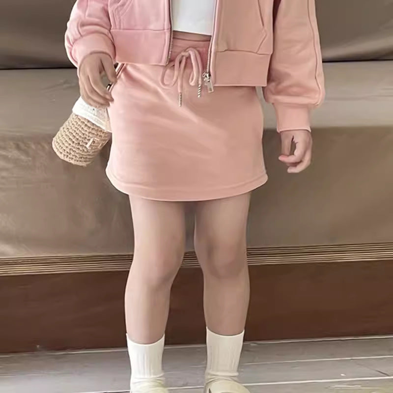 Z25033114女童半身裙春秋韓版女孩洋氣包臀裙褲大童純色A字裙夏裝兒童短裙