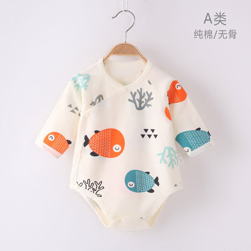 Z23101203新生兒衣服春夏季嬰兒衣服全棉a類無骨哈衣包屁衣初生寶寶爬爬衣(9-12天到貨)