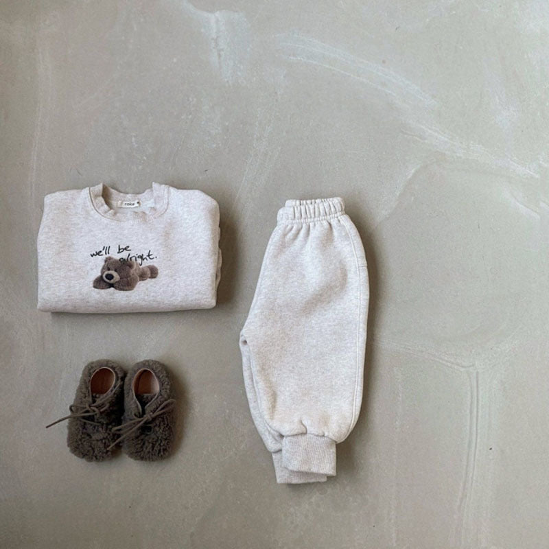 GB25111319韓版ins嬰兒幼童裝棉加絨休閒褲兒童寶寶冬季舒適運動洋氣收口衛褲