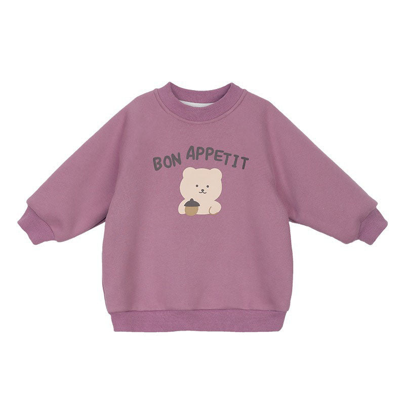 CA24011801女童衛衣加絨一體絨2023冬季新款兒童時尚百搭加厚上衣兒童外套潮