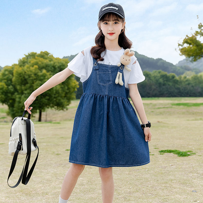 FE24070102夏季中大童短袖工裝褲套裝運動風雙色可選套頭衫兩件套批發(9-12天到貨)