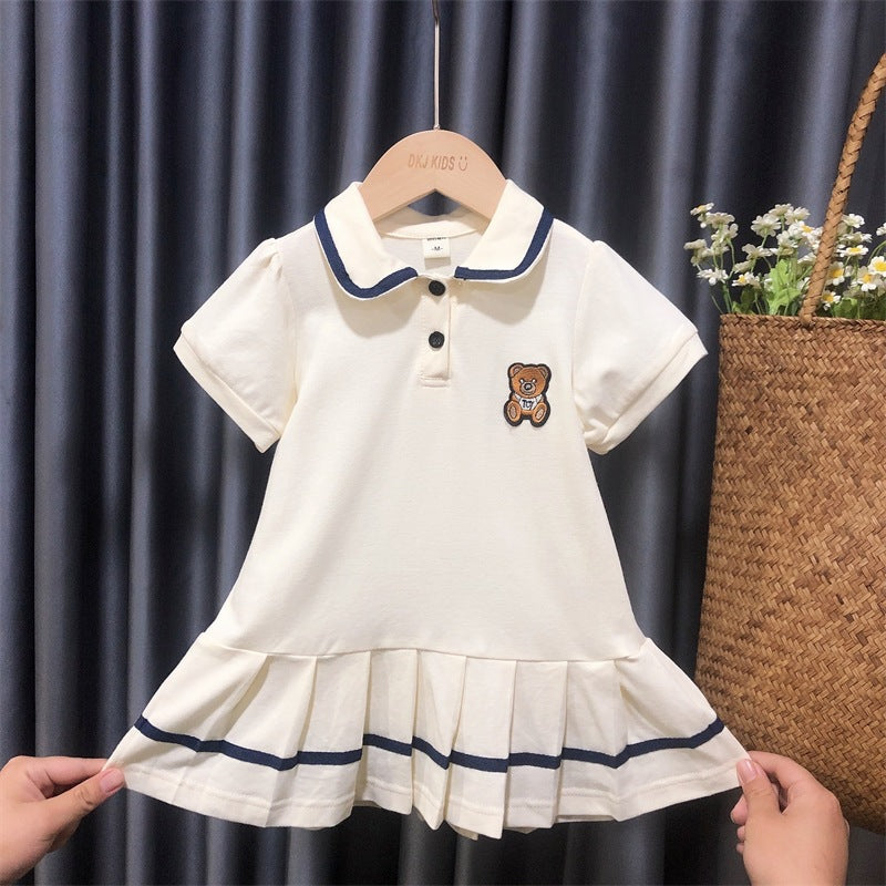 C23042504女童學院風連衣裙兒童2023新款夏季韓版polo衫裙