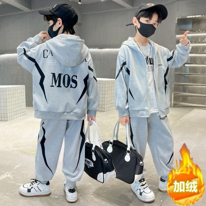 FG25112008兒童裝男童春裝套裝新款中大童炸街潮春秋款衛衣運動服