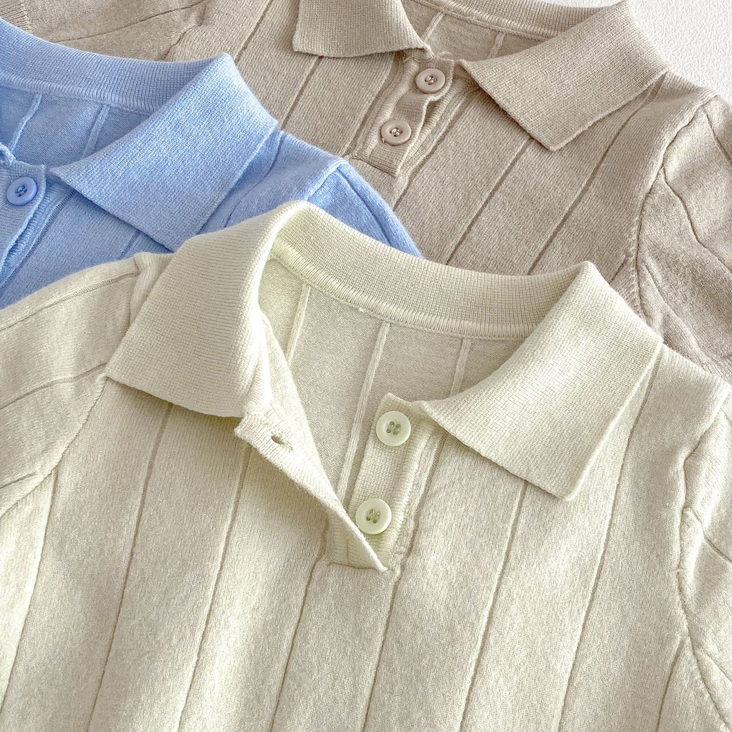 Z25022327 ins韓版春夏款嬰幼兒寶寶針織衫薄款夏日上衣翻領兒童套頭衫