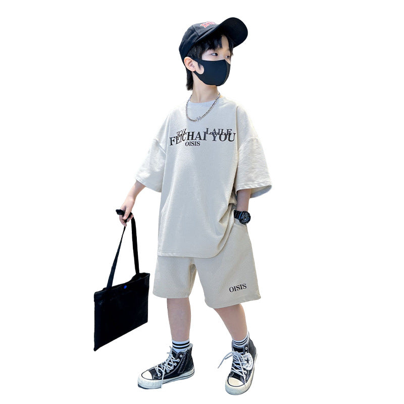 FB23072003男童夏裝套裝-新款兒童裝夏季短袖t恤兩件套中大童潮帥氣時髦