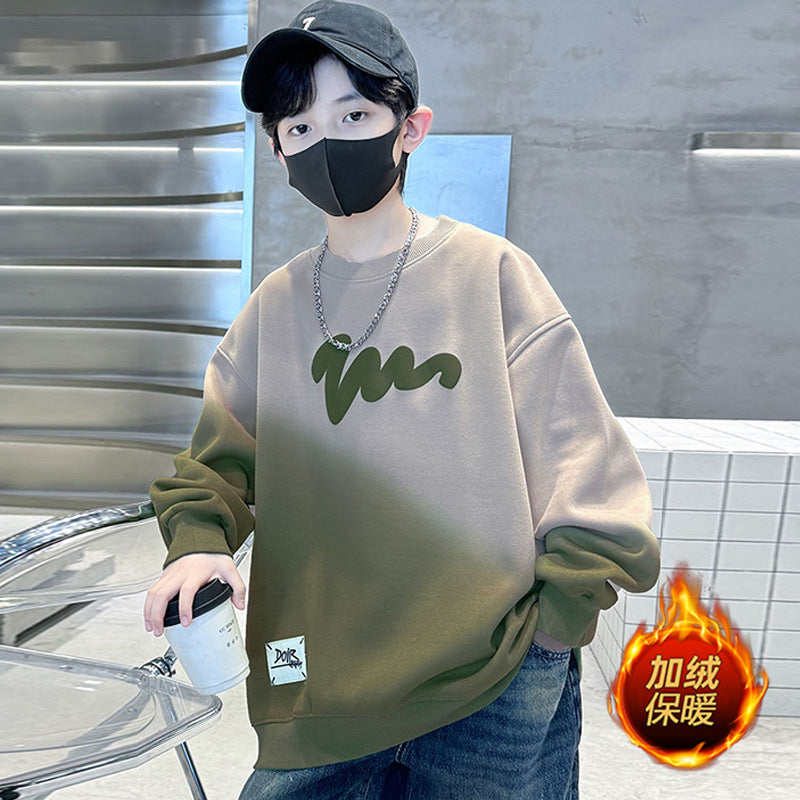 Z25030403男童衛衣長袖秋裝紮染新款字母印花學生帥氣中大童春秋季上衣男孩