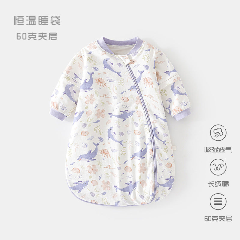 GJ25102120嬰兒恆溫睡袋春秋夾棉寶寶U型60克睡衣新生兒式多功能防踢被