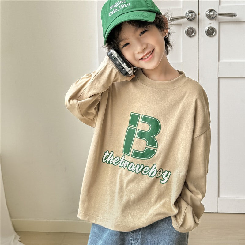 GJ25082708秋季新款男孩純棉長袖T卹太空印花女童秋裝衣服韓版潮