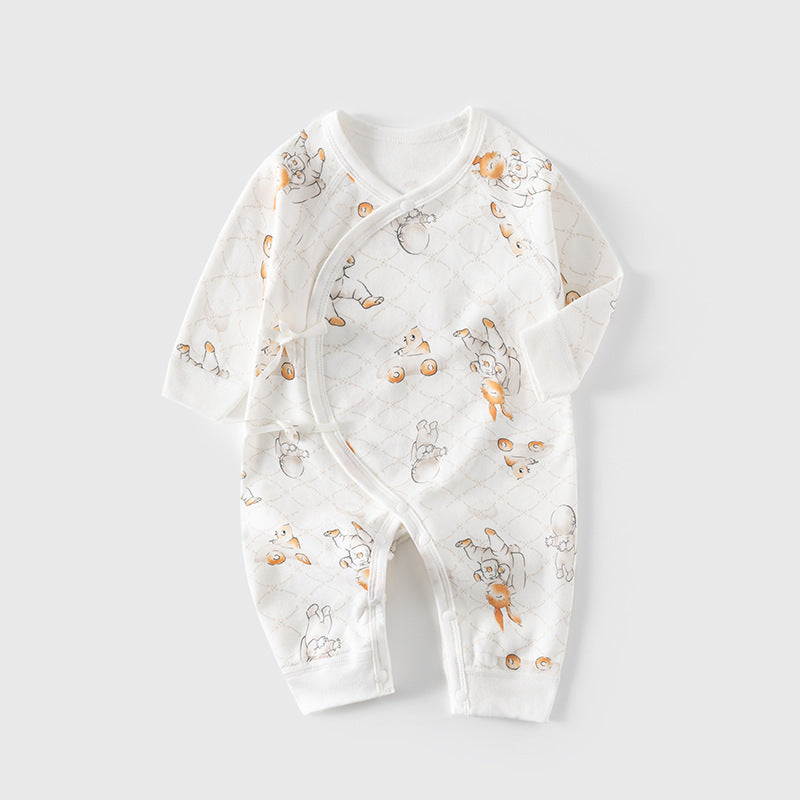 GJ25102118新生兒連身衣秋冬純棉嬰兒蝴蝶衣無骨衣初生及尚服寶寶春秋哈衣