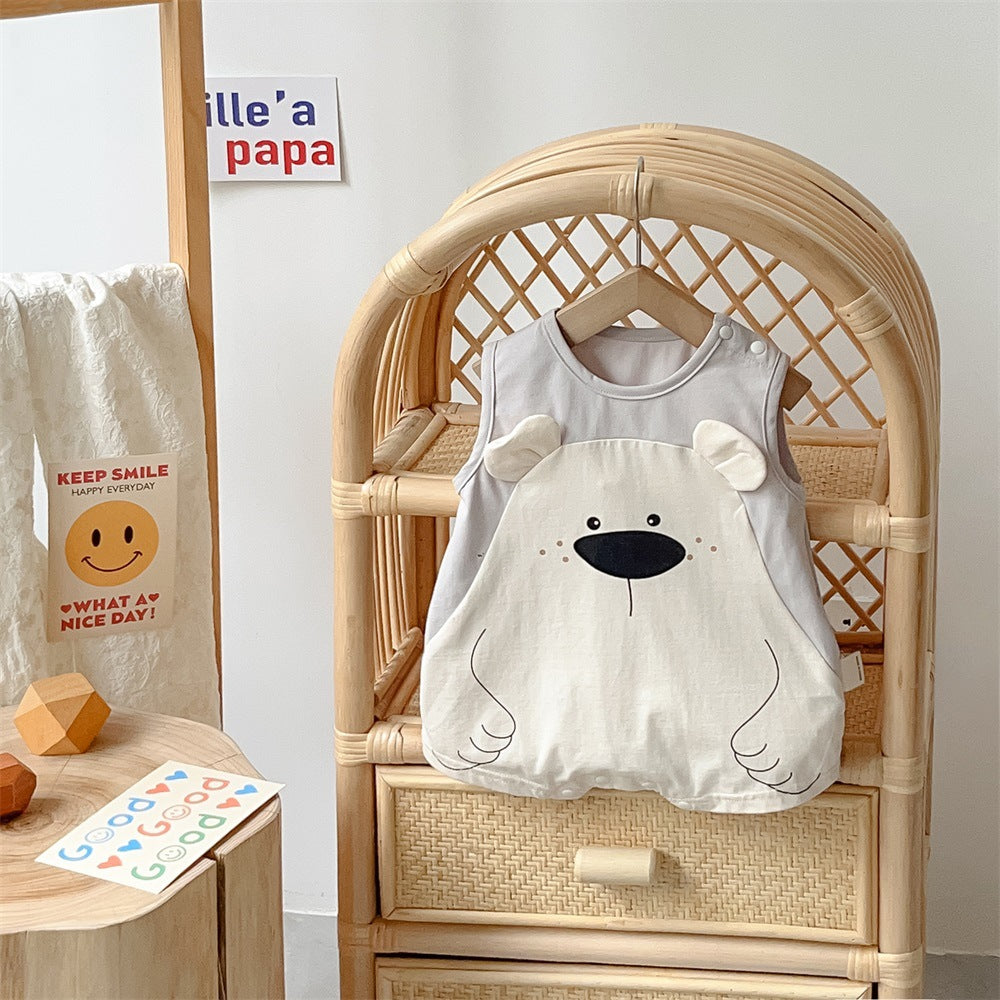 GH25070702嬰兒滿月衣服夏季a類無袖爬爬衣新生兒超萌包屁衣洋氣男寶外出服(熱銷商品—庫存不多僅上架批發2周)