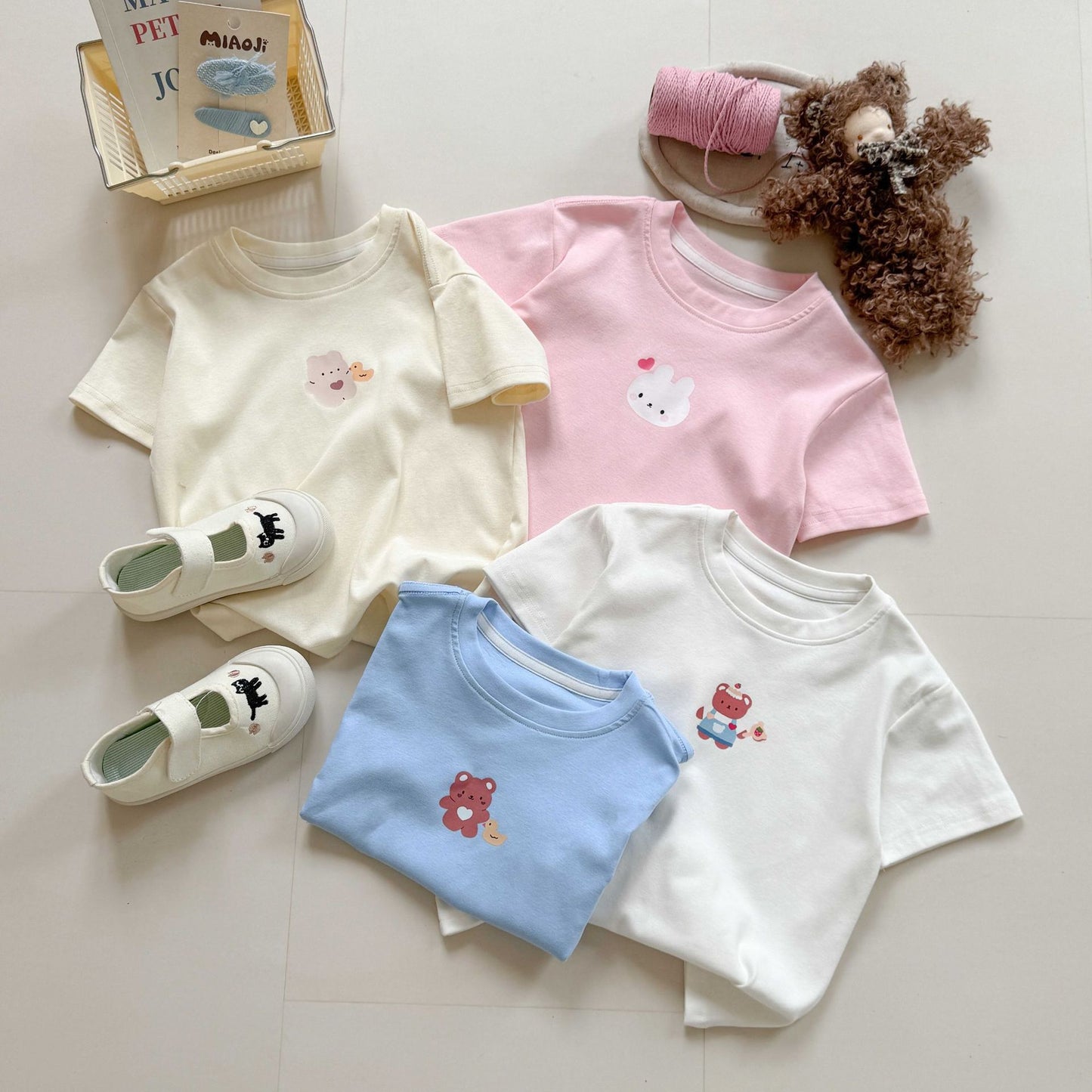 CA25052121童裝 寶寶短袖t恤女卡通寬鬆夏季新款兒童時尚上衣印花純棉潮