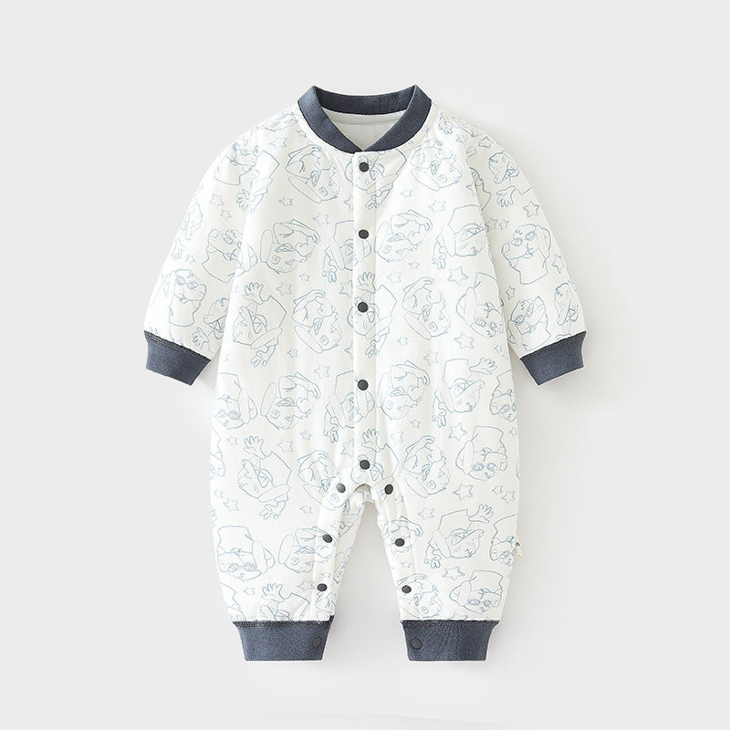 GJ25102125嬰兒40克加棉連身衣寶寶夾棉秋冬無骨哈衣薄棉加厚對開爬服兒童