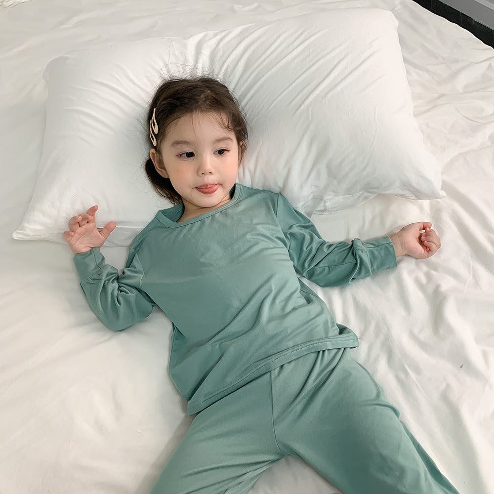 J23092101童裝木代爾護肚家居服2023秋季新款空調服兒童睡衣薄款秋衣秋褲套