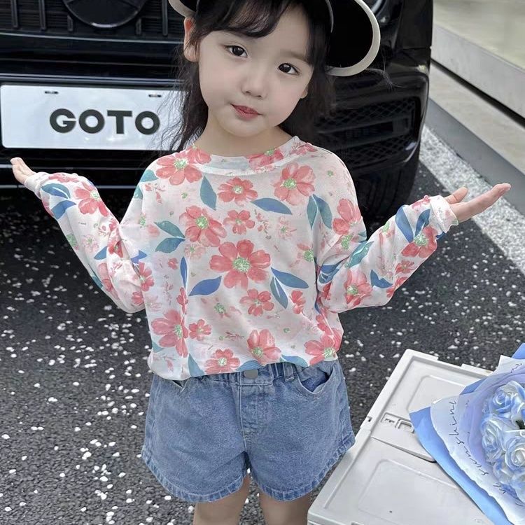 Z25030909女童夏季防曬T恤女寶寶洋氣時髦外穿打底衫兒童防曬衣潮