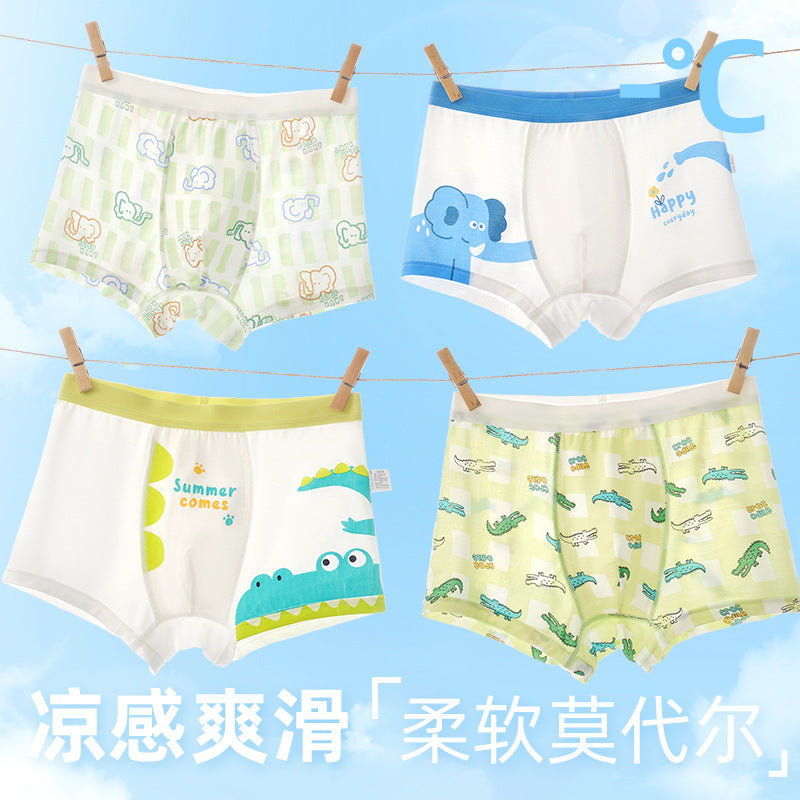 Z25040113男童莫代爾內褲冰絲兒童中大童輕薄四角褲男寶小童夏季薄款平角褲